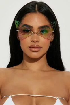 Fashion Nova Euphoric Dazzle Sunglasses - Clear