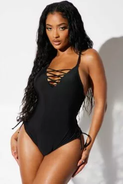 Fashion Nova Take Me Out To Sea 1 Piece Swimsuit - Black