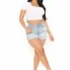 Fashion Nova Emelia Stretch Cut Off Denim Shorts - Light Blue Wash -Fashion Nova Sales 02 25 21Studio4 CE JH 11 36 31 21 S232670 LightBlueWash 24762 WG