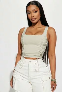 Fashion Nova True Perfection Ruched Top - Grey