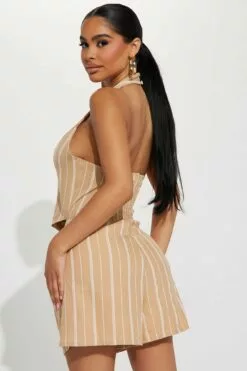 Fashion Nova Alyssa Pinstripe Romper - Taupe/combo -Fashion Nova Sales 02 27 23Studio5 TA AC 10 47 19 9 61944NK Taupecombo 20245 DG