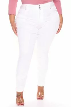 Fashion Nova Sneak A Peek Booty Lifting Skinny Jeans - White -Fashion Nova Sales 02 28 22Studio5 KJ LT 13 58 47 49 90400XL White 1724 PLUS EH