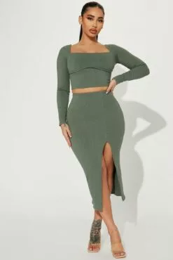 Fashion Nova Selene Snatched Skirt Set - Olive 2
