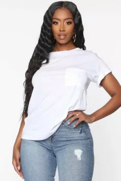 Fashion Nova Laid Back Chillin' Pocket Tee - White