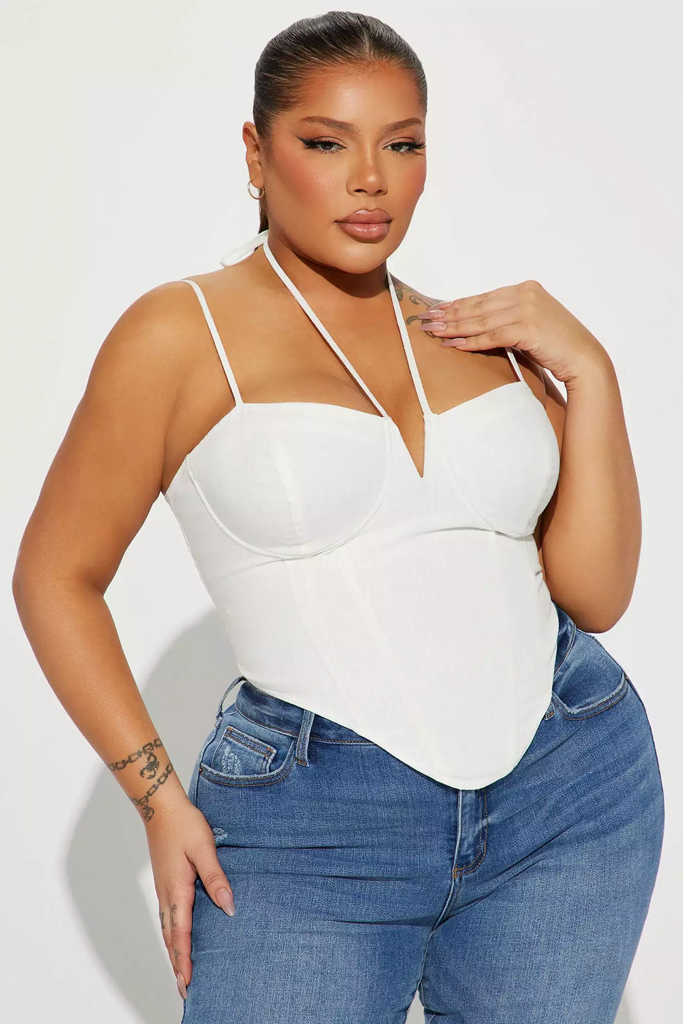 Fashion Nova Tell Me A Secret Linen Corset Top - White - Image 4