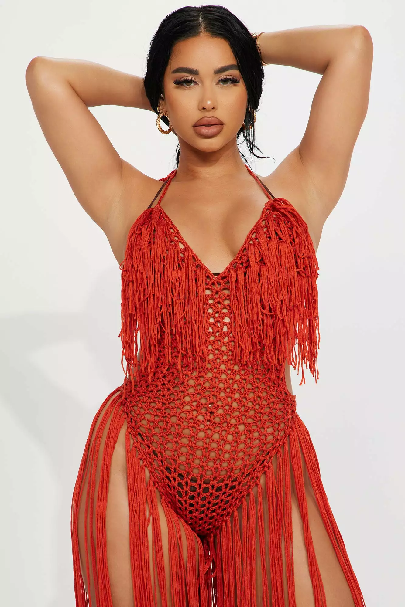 Fashion Nova Tropical Wanderlust Crochet Fringe Sunsuit - Rust 4 Fashion Nova Tropical Wanderlust Crochet Fringe Sunsuit - Rust - Image 2