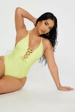 Fashion Nova Summer Days In The West 1 Piece Swimsuit - Lime