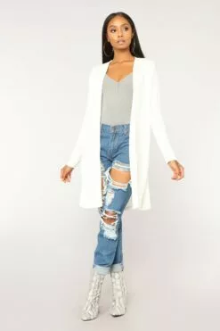 Fashion Nova Nita Ribbed Cardigan - Off White