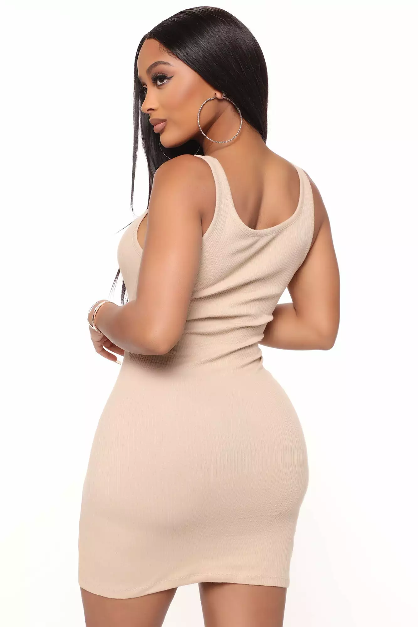 Fashion Nova Abigail Ribbed Mini Dress - Taupe 8 Fashion Nova Abigail Ribbed Mini Dress - Taupe - Image 6