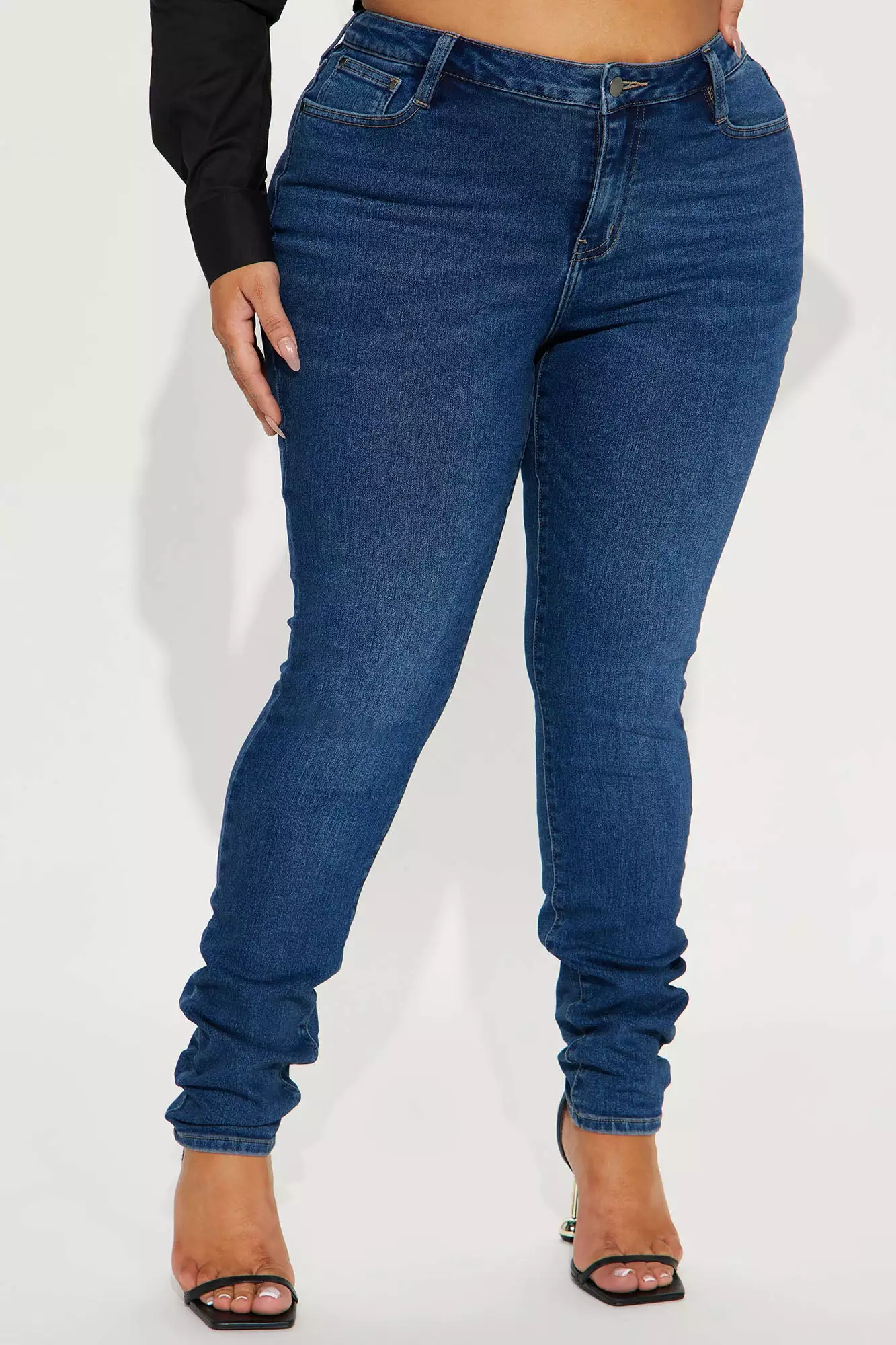 Fashion Nova Jet Lagged Mid Rise Stretch Skinny Jeans - Dark Wash - Image 5