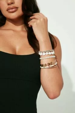 Fashion Nova Lavish Petals 9 Piece Bracelet Set - Gold/combo