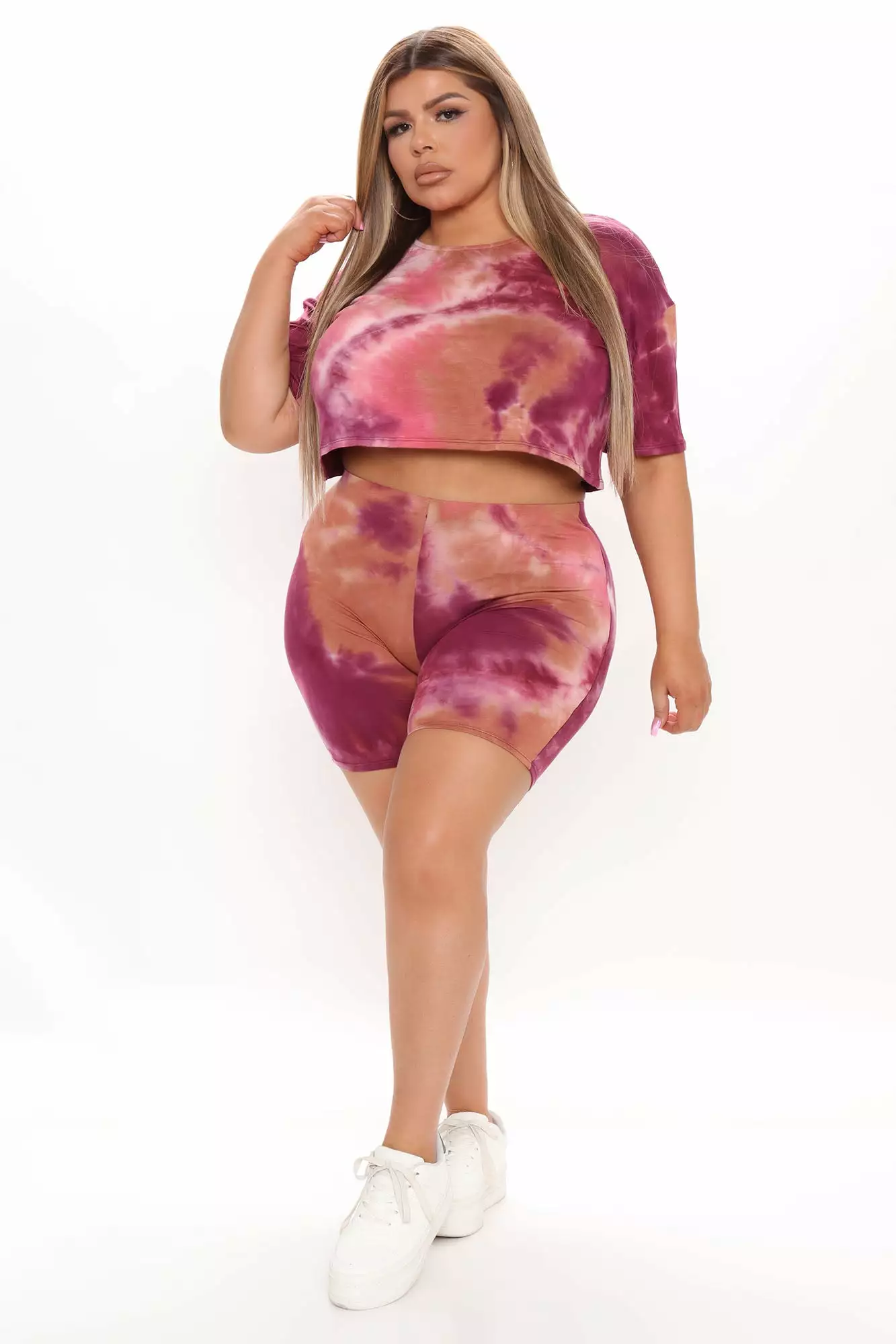 Fashion Nova Krissy Tie Dye Biker Short Set - Pink/Combo 6 Fashion Nova Krissy Tie Dye Biker Short Set - Pink/Combo - Image 4