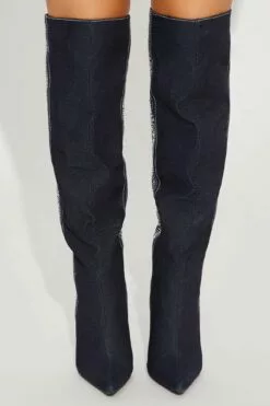Fashion Nova Maeve Embellished Knee High Boots - Dark Denim -Fashion Nova Sales 03 10 23Studio6 CB 15 06 16 99 GIO01 DarkDenim P 0394 PXF