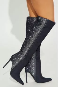 Fashion Nova Maeve Embellished Knee High Boots - Dark Denim -Fashion Nova Sales 03 10 23Studio6 CB 15 06 21 99 GIO01 DarkDenim P 0395 PXF