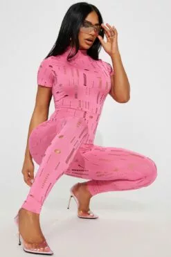 Fashion Nova Galene Jumpsuit - Fuchsia