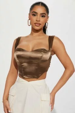 Fashion Nova Treasure My Time Satin Corset Top - Green