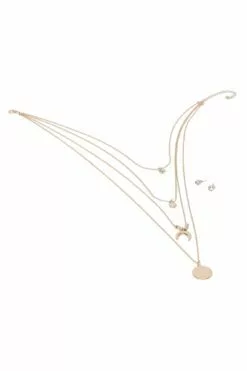 Fashion Nova Your Lucky Charm Necklace And Earring Set - Gold -Fashion Nova Sales 03 14 23Studio10 CXB 08 26 22 4 NB700090GDGD Gold 3530 ES