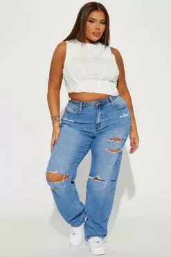 Fashion Nova Perfect Fit Waistband Straight Leg Jean - Medium Wash -Fashion Nova Sales 03 14 23Studio4 RM JH 15 29 03 40 FN24541FT36 MediumWash 11030 PLUS PXF