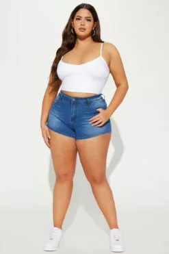 Fashion Nova Let Them Know Stretch Denim Shorts - Medium Wash -Fashion Nova Sales 03 14 23Studio4 TA CG 13 47 38 34 FN3232I573 MediumWash 10723 PLUS JB