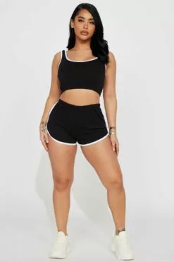 Fashion Nova Sending My Location Short Set - Black