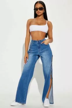 Fashion Nova I Heart You Straight Leg Jeans - Medium Wash