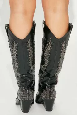 Fashion Nova Show Stopper Embellished Cowboy Boots - Black -Fashion Nova Sales 03 15 23Studio7 CB RS 10 48 07 17 MILEY09 Black P 5759 SG