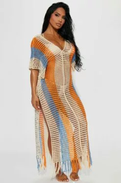 Fashion Nova Sway With The Palm Trees Crochet Cover Up - Multi Color