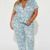 Fashion Nova Hello Kitty X Cup Noodle All Over PJ Pant Set - Blue