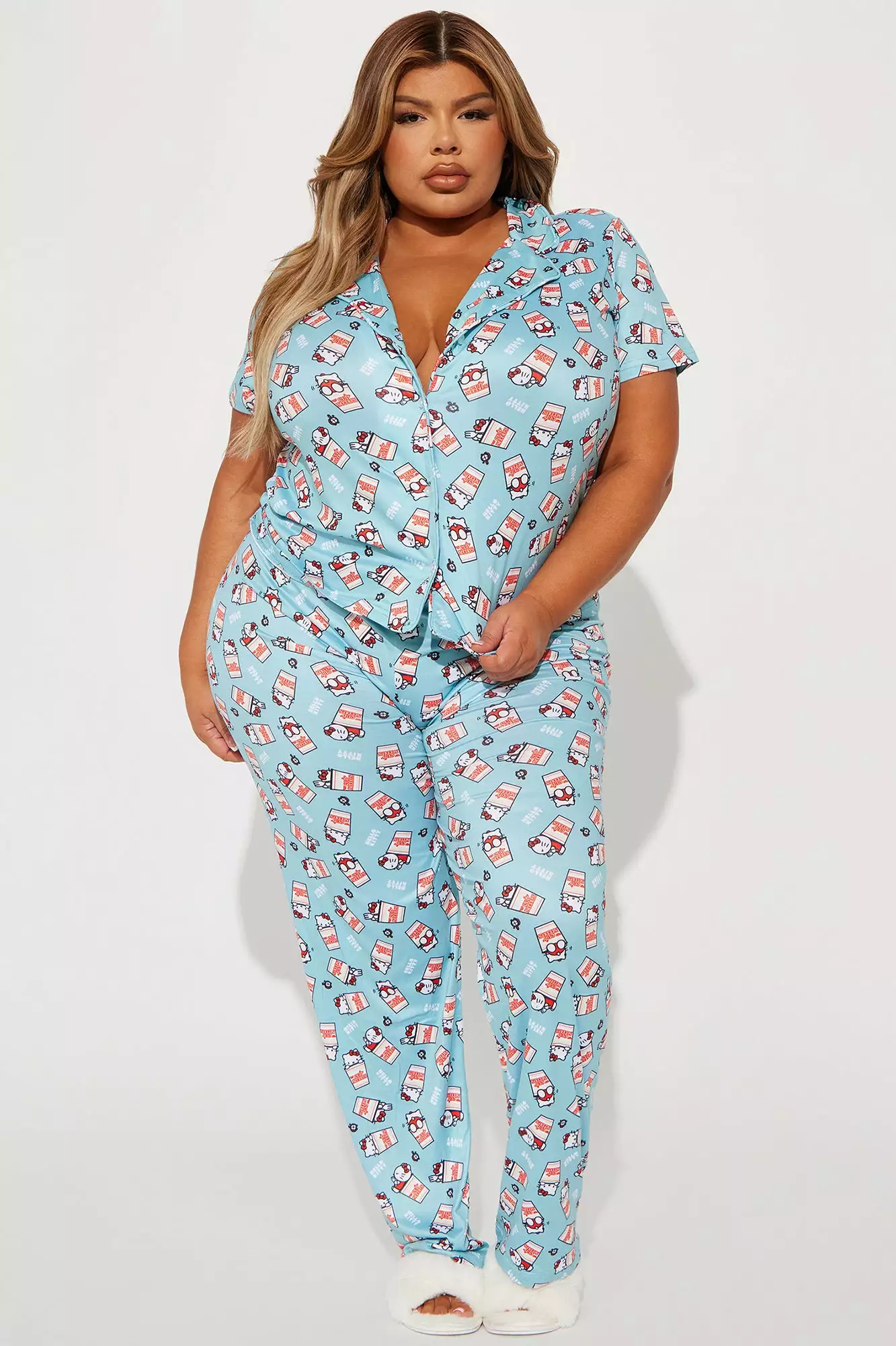 Fashion Nova Hello Kitty X Cup Noodle All Over PJ Pant Set - Blue 3 Fashion Nova Hello Kitty X Cup Noodle All Over PJ Pant Set - Blue