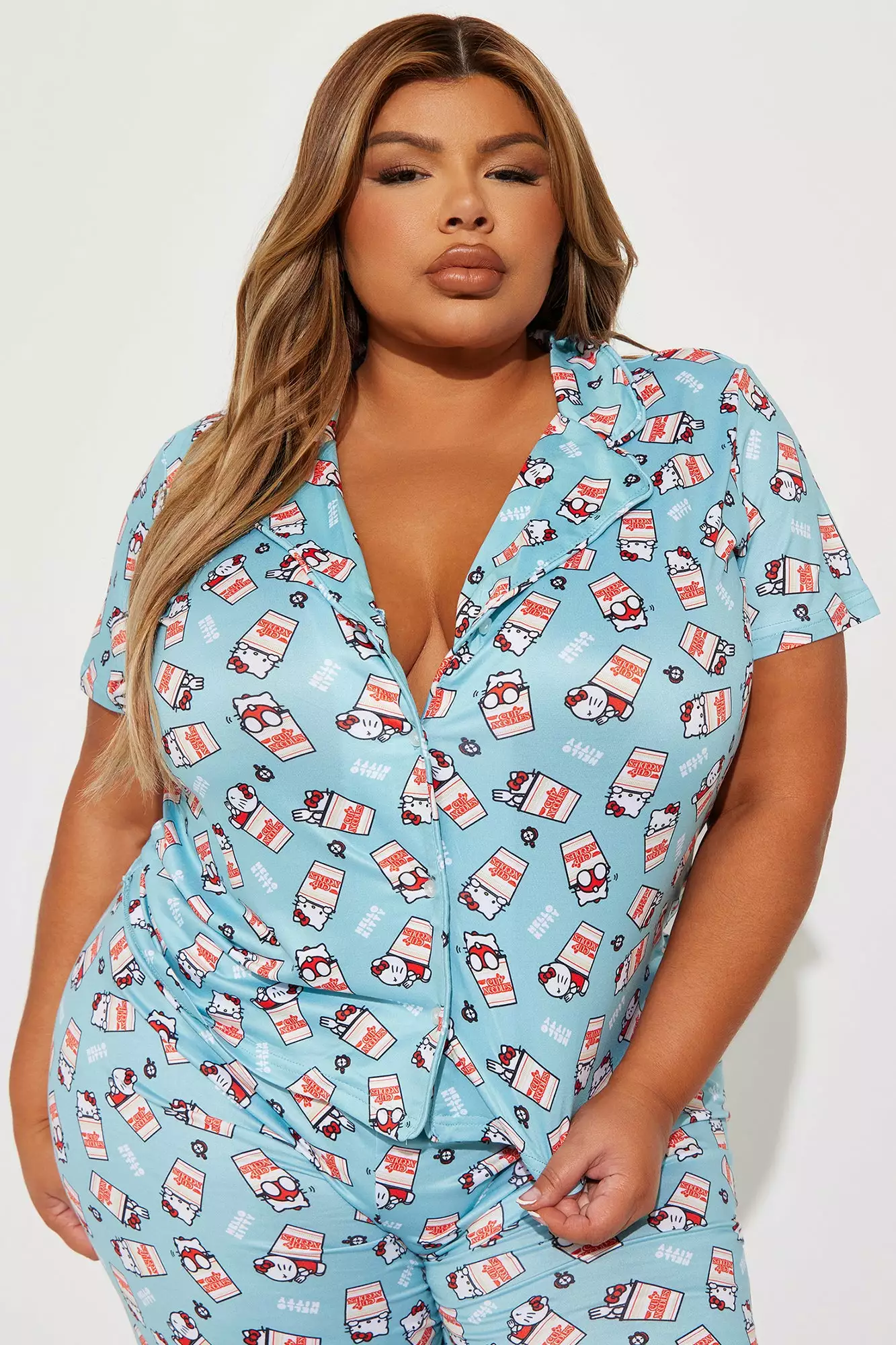 Fashion Nova Hello Kitty X Cup Noodle All Over PJ Pant Set - Blue 4 Fashion Nova Hello Kitty X Cup Noodle All Over PJ Pant Set - Blue - Image 2
