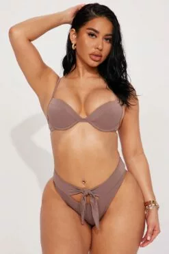 Fashion Nova Wavey Dreams Underwire 2 Piece Bikini - Brown