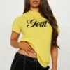 Fashion Nova She's The Goat Tee - Yellow
