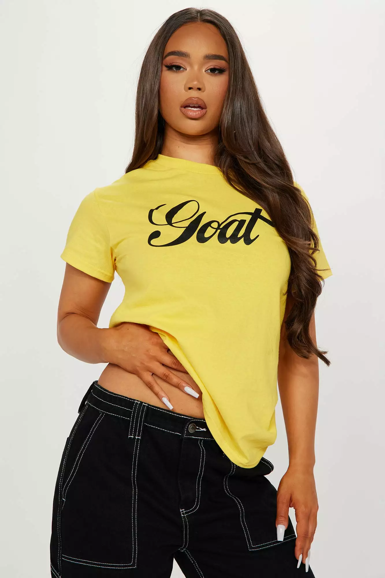 Fashion Nova She's The Goat Tee - Yellow 3 Fashion Nova She's The Goat Tee - Yellow