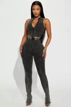 Fashion Nova New Times Ribbed Legging Set - Black