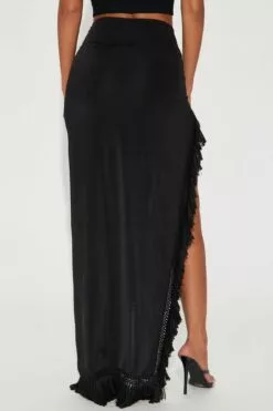 Fashion Nova Making Memories Fringe Maxi Skirt - Black -Fashion Nova Sales 03 21 23Studio7 CE IM 15 32 34 60 ZS2483N Black 15969 EH