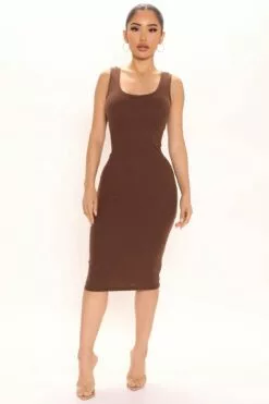 Fashion Nova Love All Of Me Midi Dress - Mocha