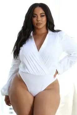 Fashion Nova You've Got A Way With Me Bodysuit - White -Fashion Nova Sales 03 30 21 Studio4 JP JH ON 10 03 20 1 LBB21645 White R PLUS 0019 JK