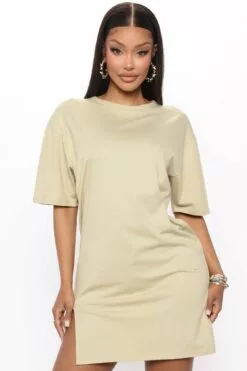 Fashion Nova Delilah T Shirt Dress - Sage