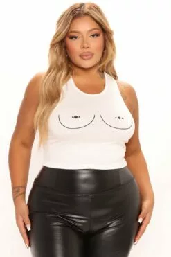 Fashion Nova Ditch Your Bra Tank Top - White -Fashion Nova Sales 04 15 22Studio1 KJ DJ 11 25 44 28 T4190 White 0840 PLUS PB