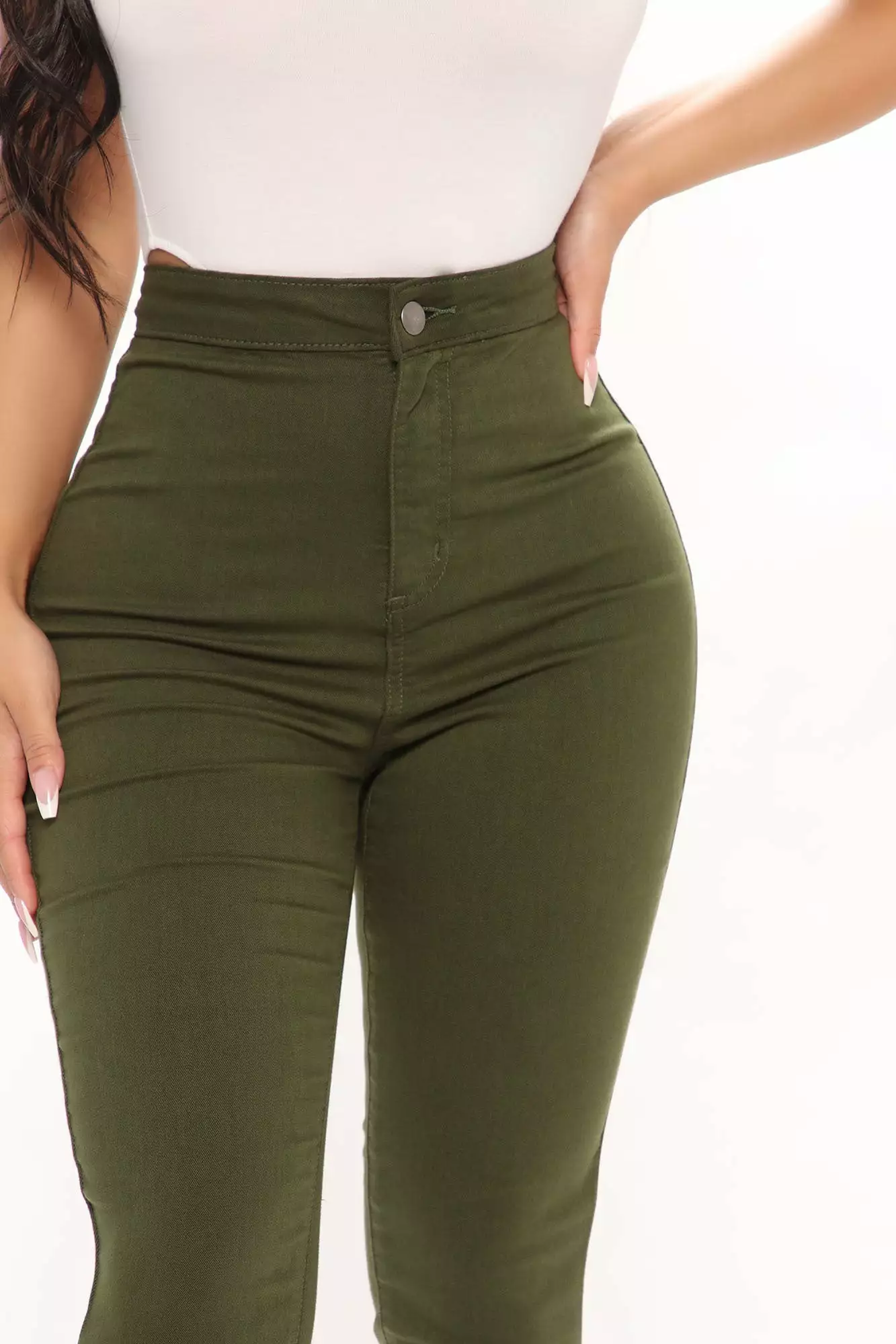 Fashion Nova Petite Super High Waist Denim Skinnies - Olive 4 Fashion Nova Petite Super High Waist Denim Skinnies - Olive - Image 2