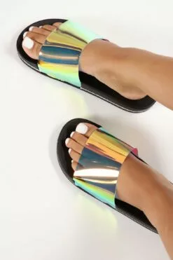 Fashion Nova Vacay In Greece Slides - Black