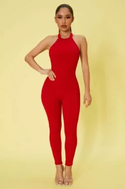 Fashion Nova Hunter Snatched Jumpsuit - Red