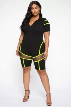 Fashion Nova Highest Level Romper - Black/Neon Yellow -Fashion Nova Sales 06 14 19 Studio 3 RG 13 08 26 48 RP1382 BlackYellow 0597 KL JK