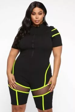 Fashion Nova Highest Level Romper - Black/Neon Yellow -Fashion Nova Sales 06 14 19 Studio 3 RG 13 08 37 48 RP1382 BlackYellow 0602 KL JK
