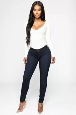 Fashion Nova Flex Game Strong Low Rise Skinny Jeans - Dark Wash