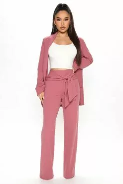 Fashion Nova Sasha Tie Waist Pant - Mauve
