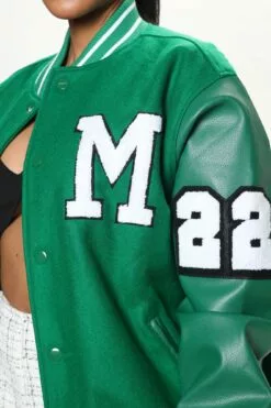 Fashion Nova Class President Varsity Jacket - Kelly Green -Fashion Nova Sales 07 06 22Studio3 RT RL 12 02 04 31 SK3032 Kellygreen 23966 WG