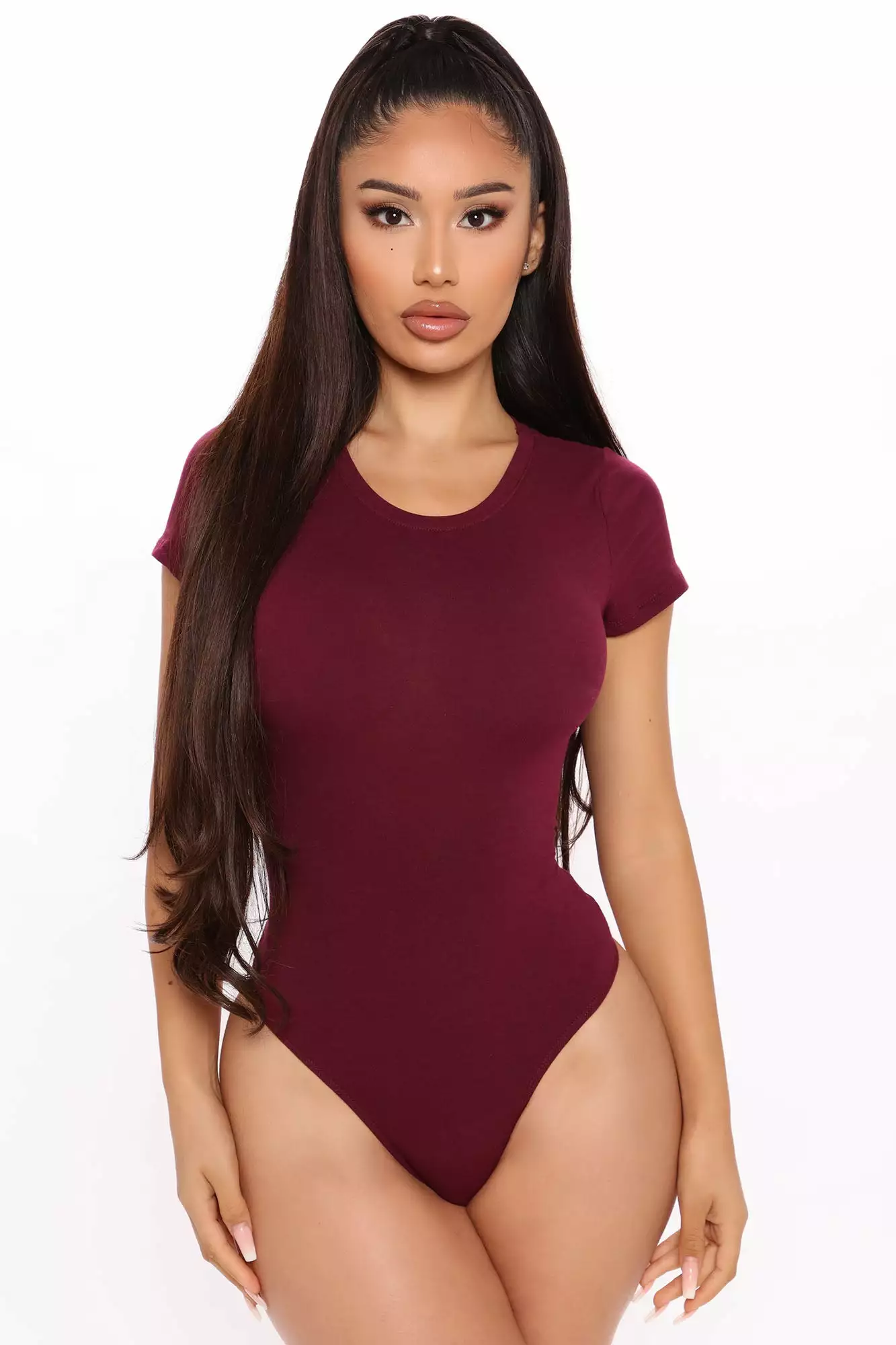 Fashion Nova Leanne Crew Neck Bodysuit - Wine 3 Fashion Nova Leanne Crew Neck Bodysuit - Wine