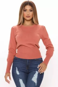 Fashion Nova Long Wait Ribbed Sweater - Cognac