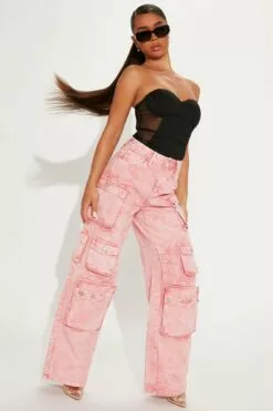 Fashion Nova Lily High Rise Cargo Jeans - Pink -Fashion Nova Sales 08 05 22Studio1 KJ JM 14 52 48 33 DT14 Pink P 1990 SG